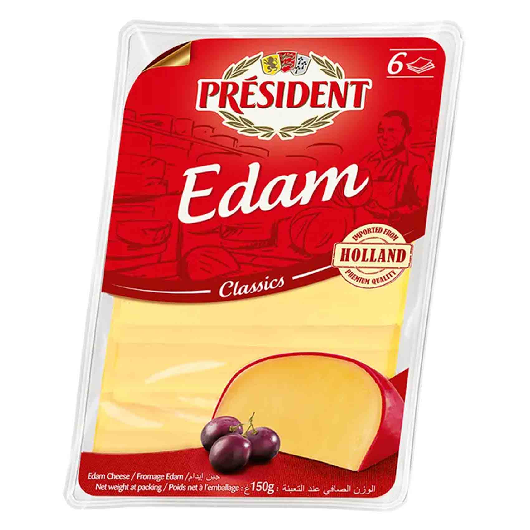 PRESIDENT EDAM CHEESE SLICES 150G