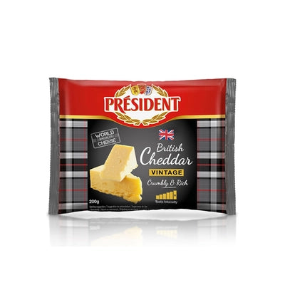 PRESIDENT CHEESE 200G CHEDDAR VINTAGE