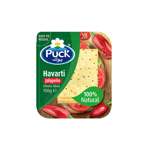 PUCK HAVARTI JALAPENO CHEESE SLICES 150G