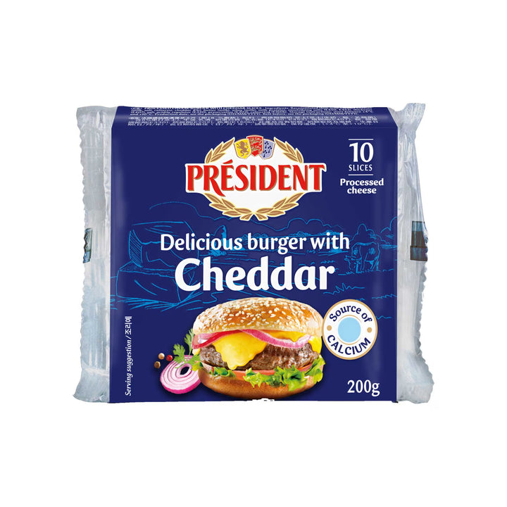 PRESIDENT CHEDDER CHEESE SLICES 200G
