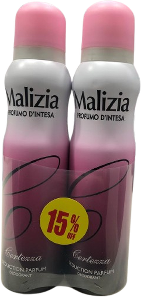 MALIZIA DEODORANT 150ML*2 CERTEZZA @ 15% OFF