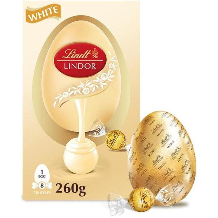 LINDT LINDOR WHITE CHOCOLATE EGG 260G