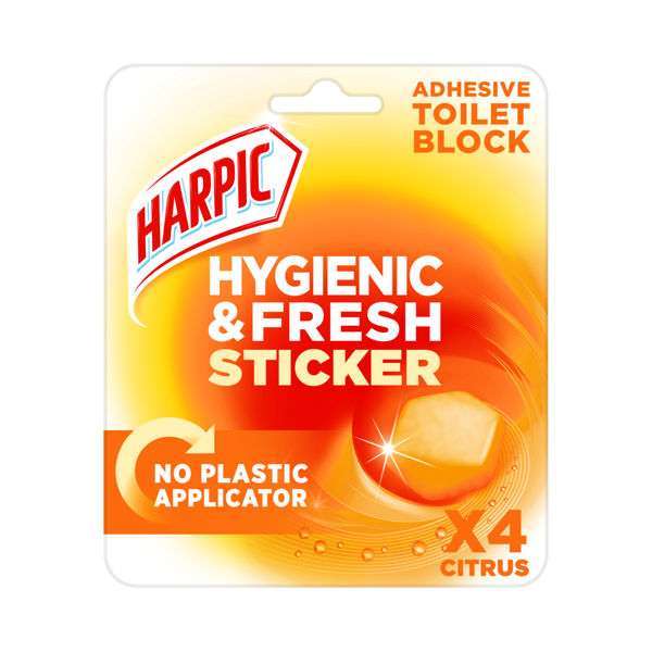 Harpic Toilet Block Hygienic & Fresh Sticker Citrus 12G *4