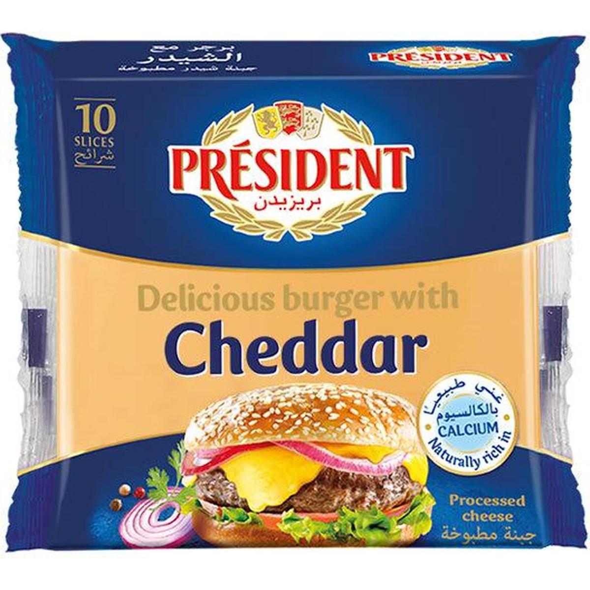 PRESIDENT SLICES CHEDDAR CHEESE 200G