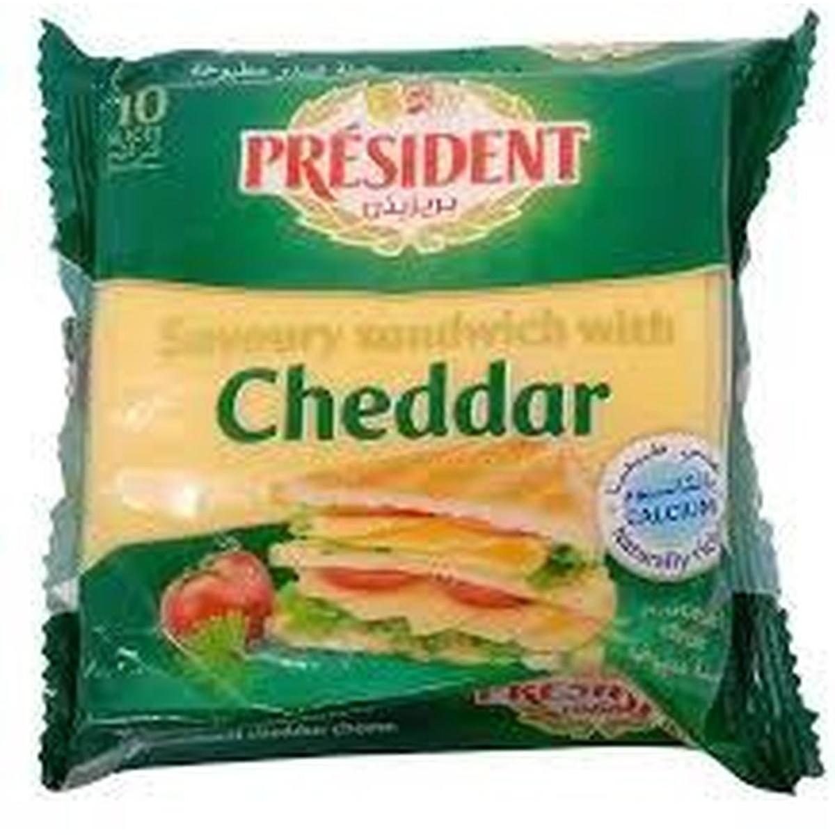 PRESIDENT PROCESSED CHEESE SLICES CHEDDER 200G