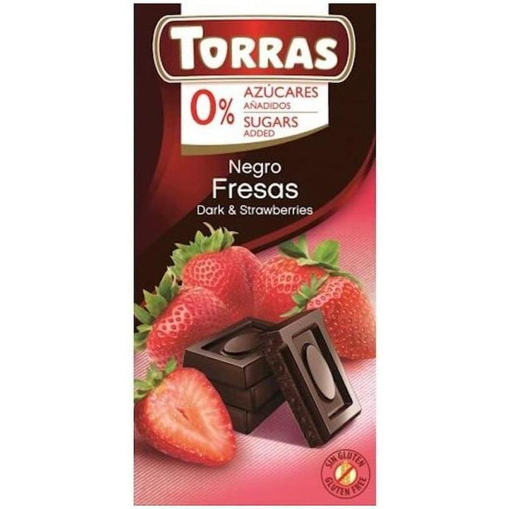 TORRAS DARK CHOCO BAR ZERO SUGAR 75G STRAWBERRIES