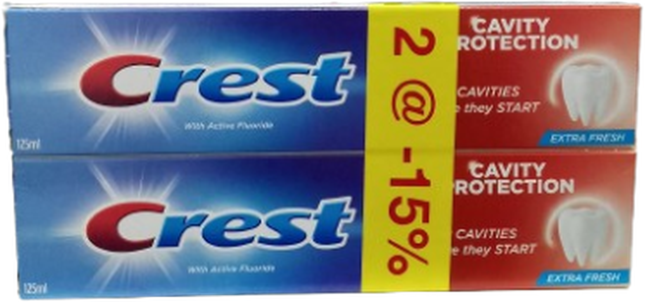 CREST CAVITY PROTECTION 125ML*2 EXTRA FRESH -15%