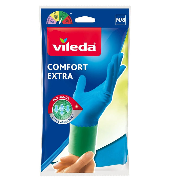 Vileda Rubber Gloves Extra Comfort Medium 8