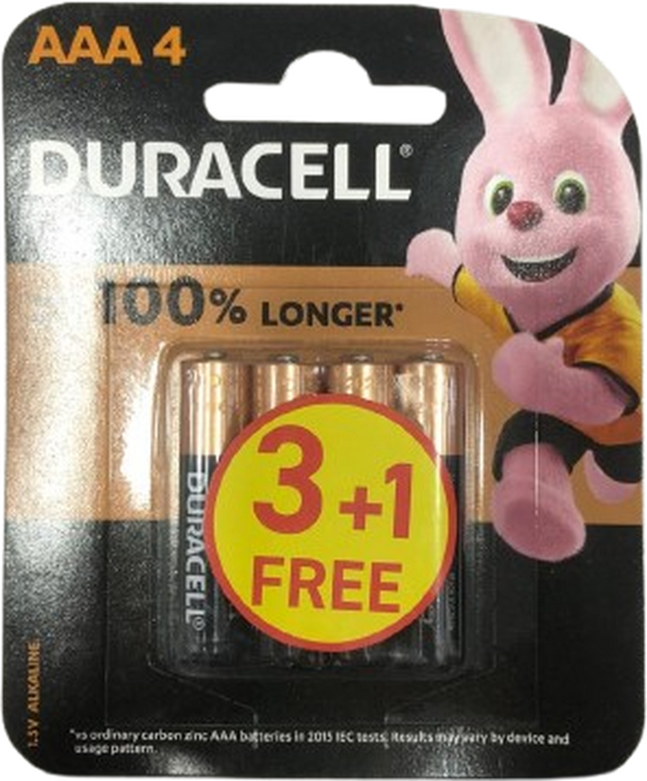 DURACELL BATTERIES AAA 3+1 FREE