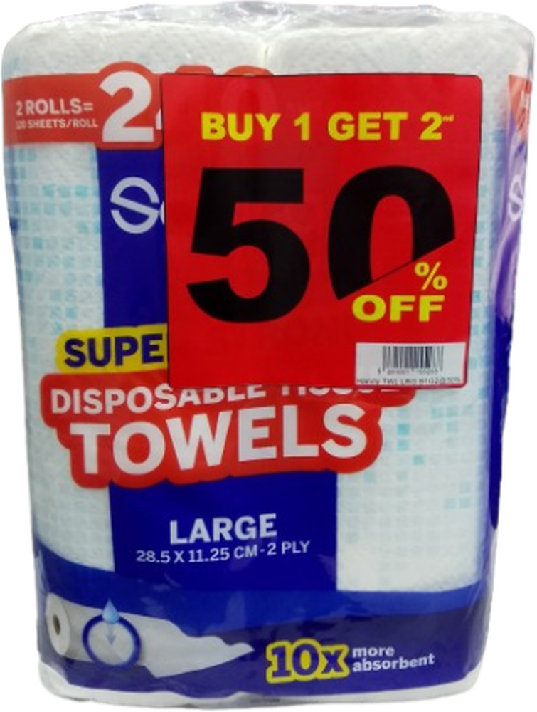 SANITA HANDY TOWELS LARGE*2@50%