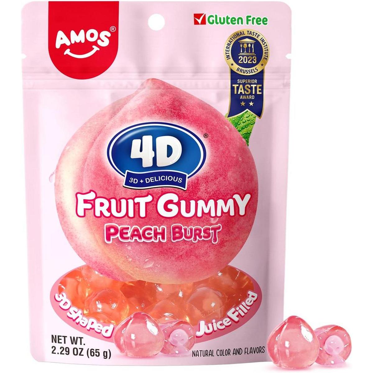 AMOS 4D FRUIT GUMMY 65G PEACH BURST