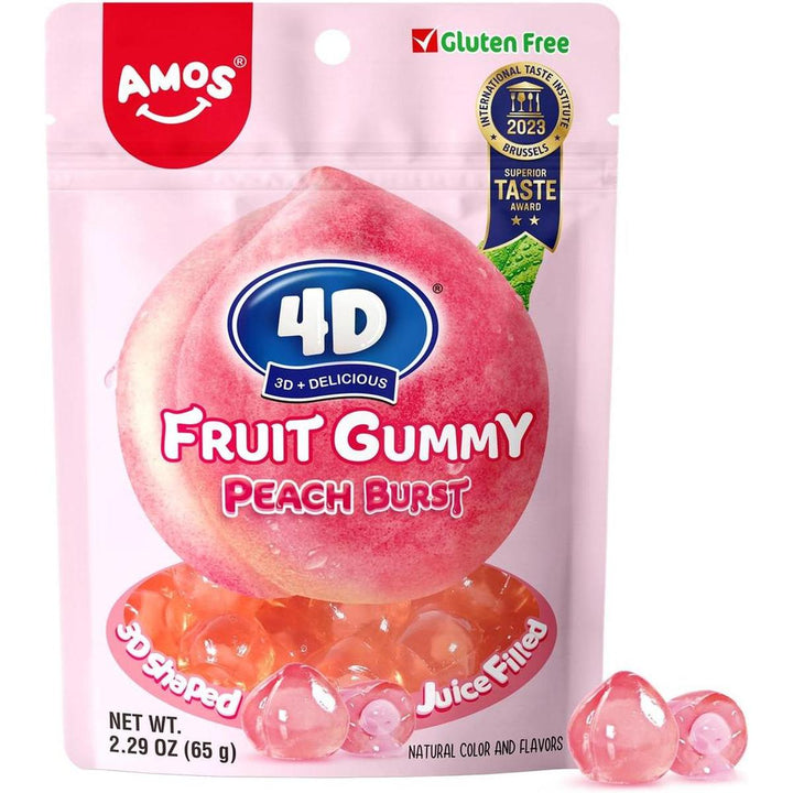AMOS 4D FRUIT GUMMY 65G PEACH BURST