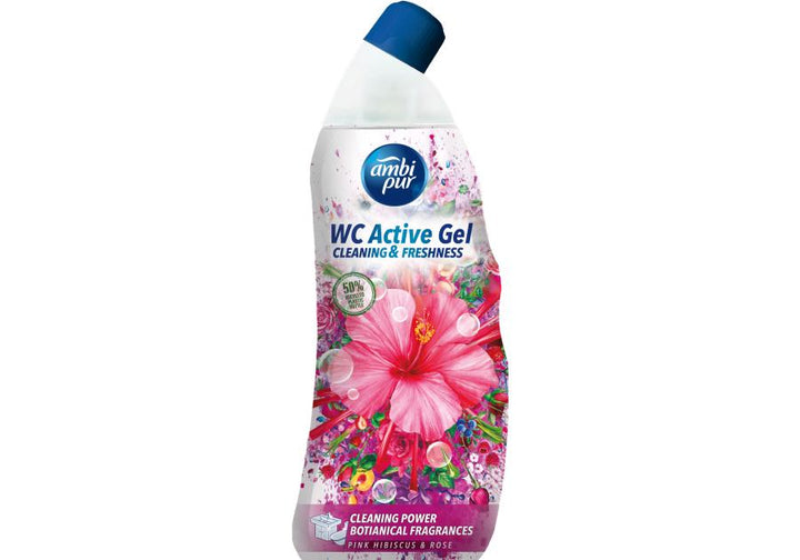 Ambi Pur Toilet Cleaner Gel Pink Hibiscus & Rose 750Ml