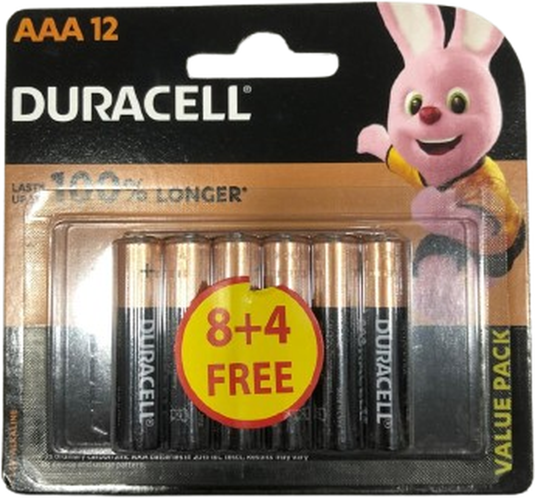 DURACELL BATTERIES AAA 8+4 FREE