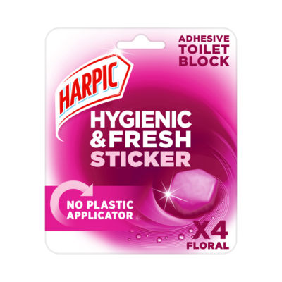 Harpic Toilet Block Hygienic & Fresh Sticker Floral 12g *4