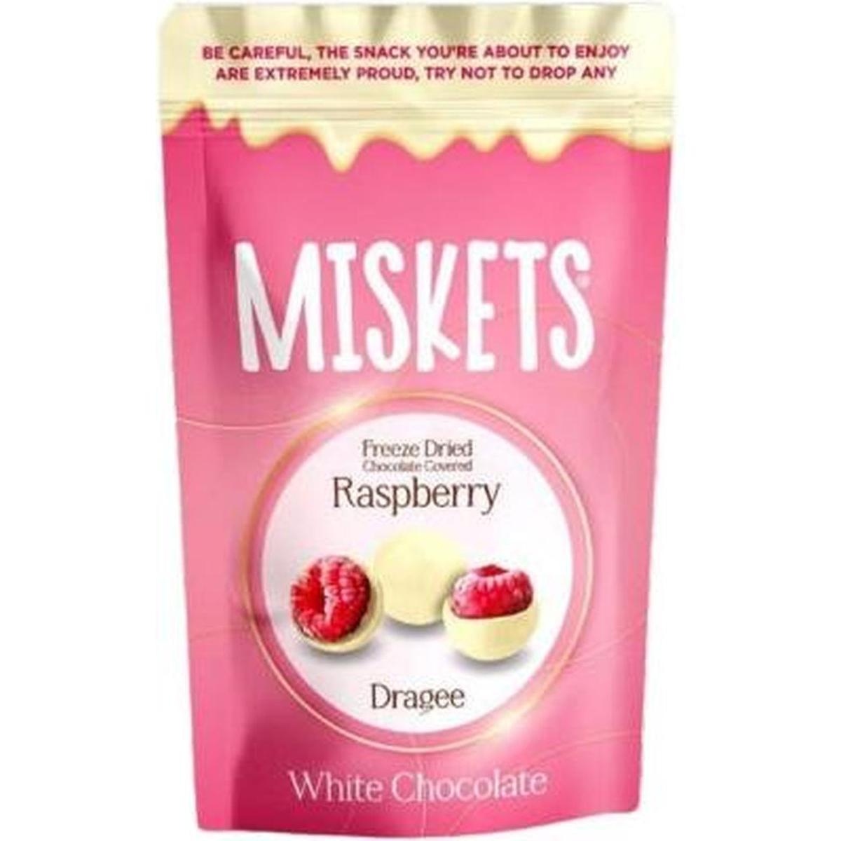 MISKETS RASPBERRY WHITE CHOCOLATE COVERED 80G