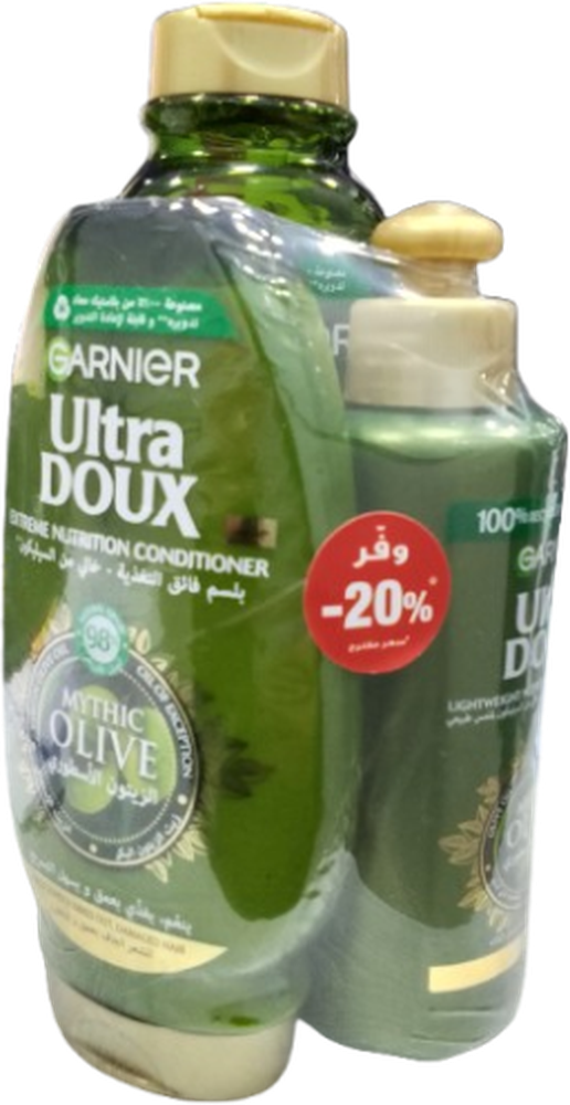 ULTRA DOUX SHAMPOO 400ML+CONDITIONER + NOURISHING @20% MYTHIC OLIVE