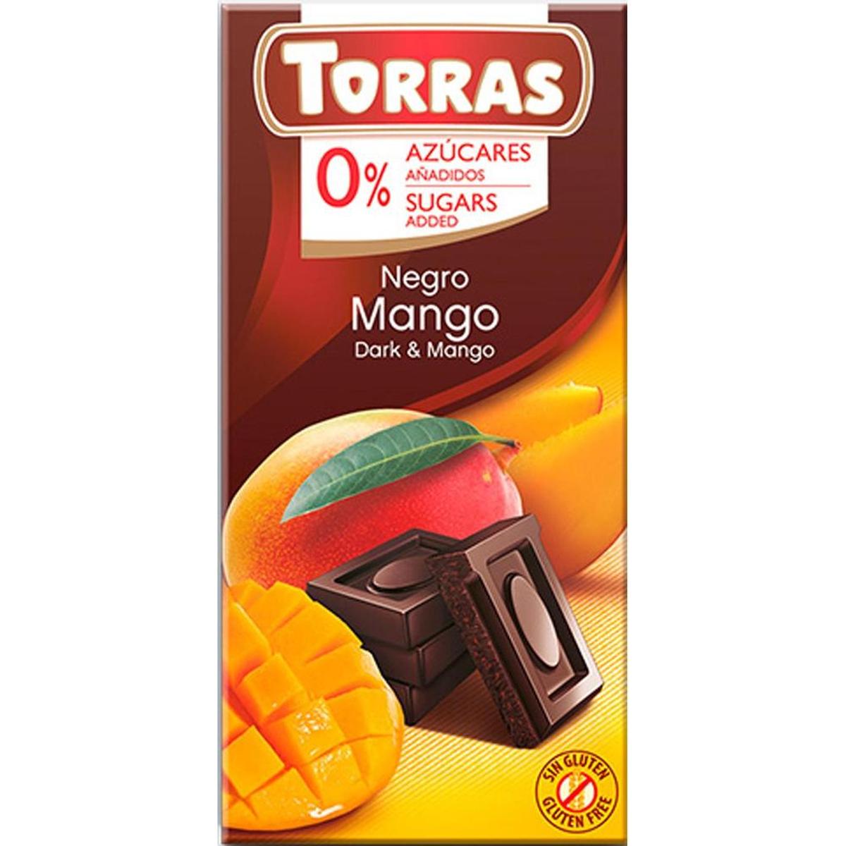 TORRAS DARK CHOCO BAR ZERO SUGAR 75G MANGO