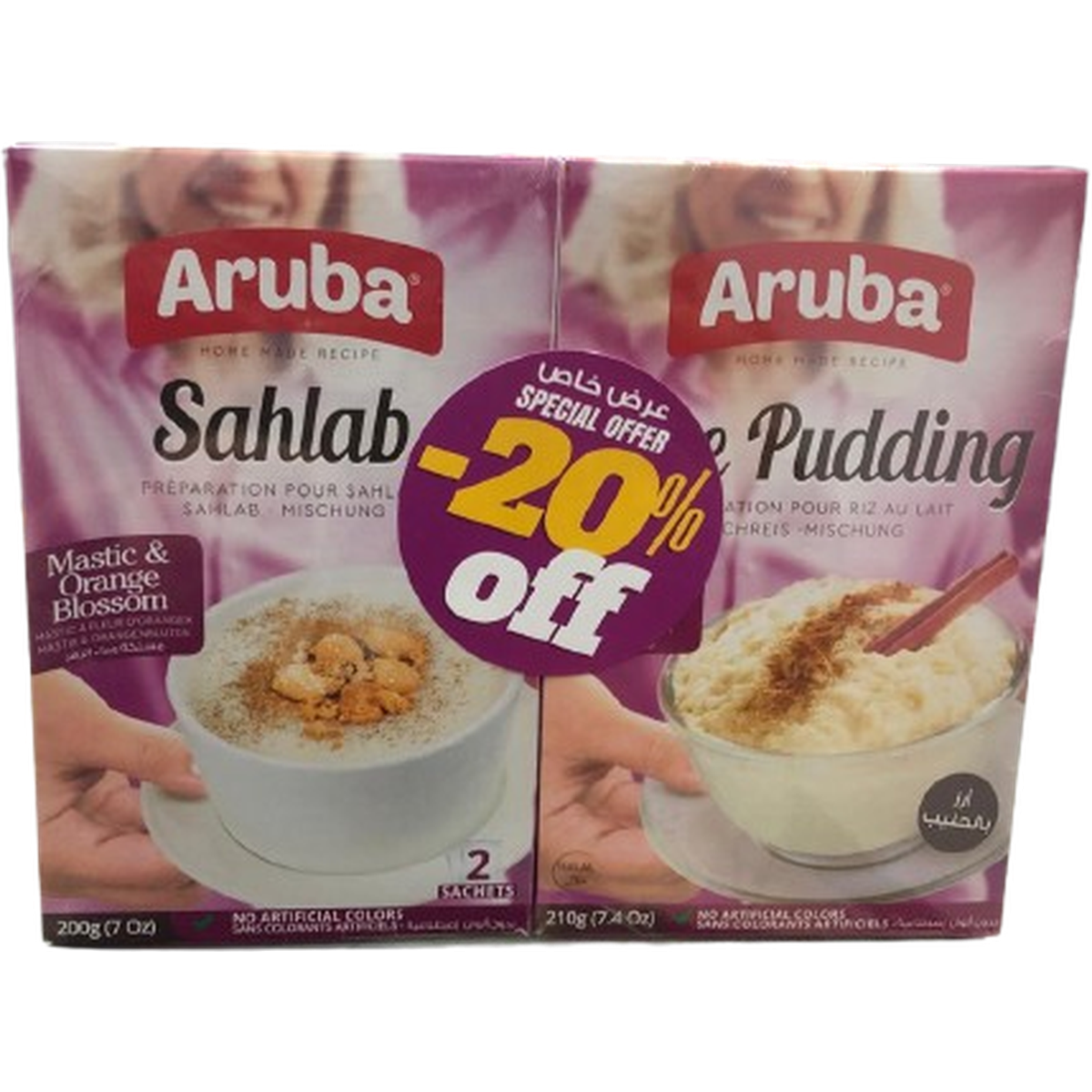 ARUBA SAHLAB 200G+RICE PUDDING 210G @ 20% OFF
