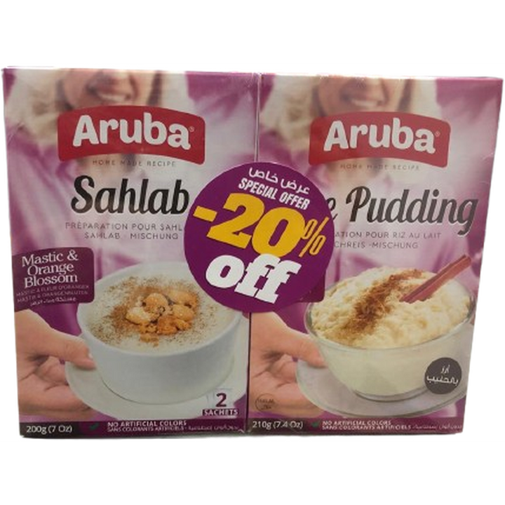 ARUBA SAHLAB 200G+RICE PUDDING 210G @ 20% OFF