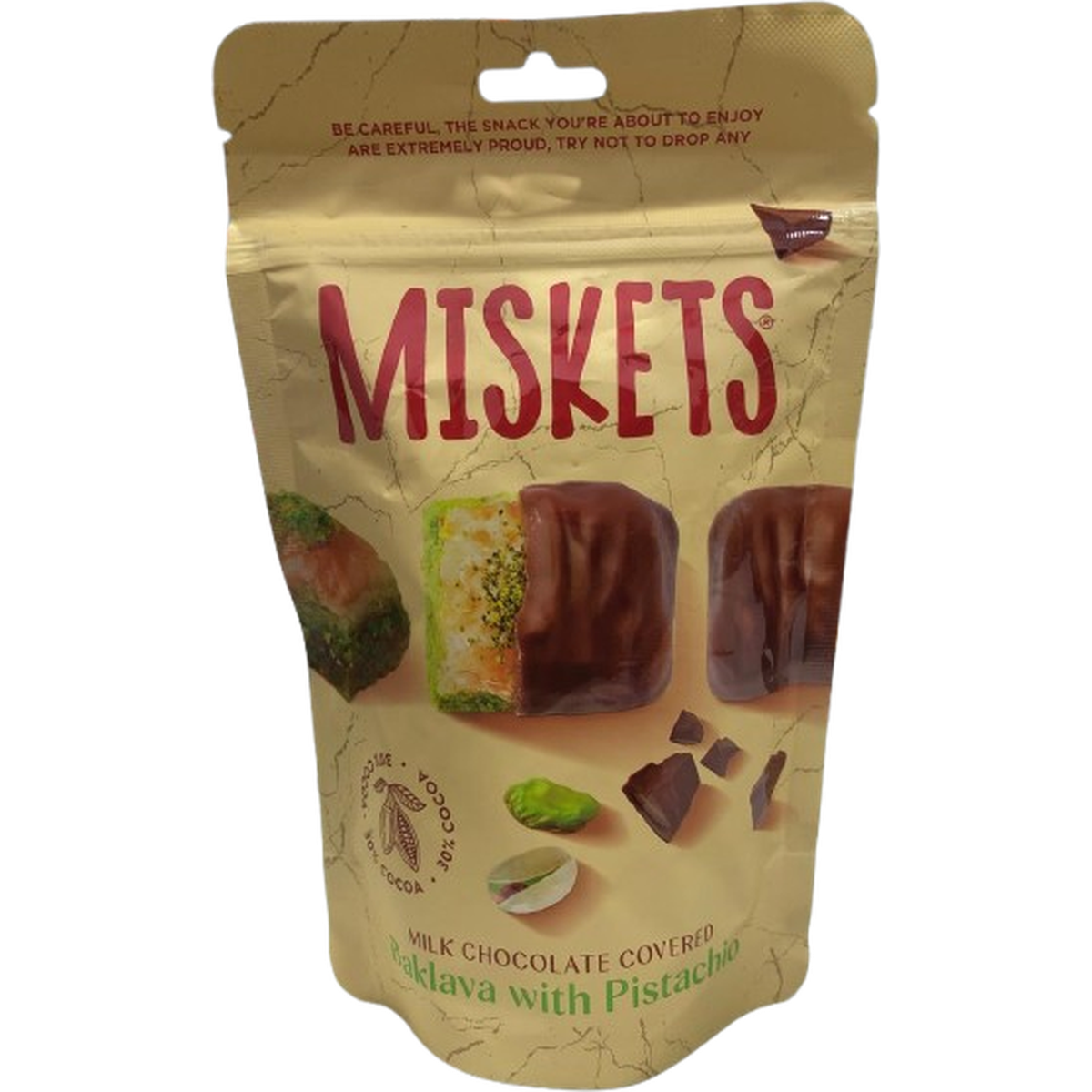 MISKETS MILK CHOCOLATE BAG BAKLAVA & PISTACHIO 80G