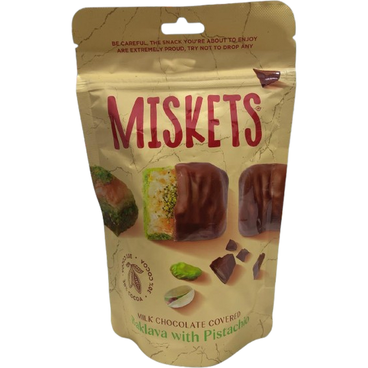 MISKETS MILK CHOCOLATE BAG BAKLAVA & PISTACHIO 80G