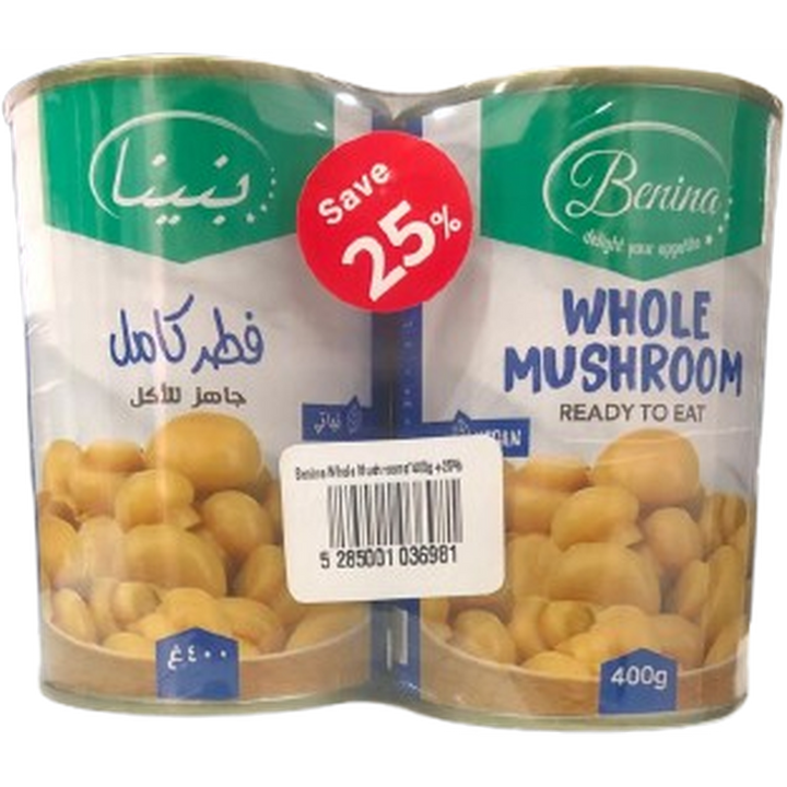 BENINA WHOLE MUSHROOM 400G *2 @25% OFF