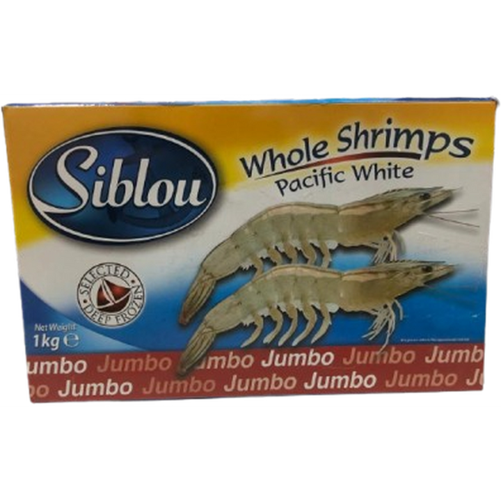 SIBLOU WHOLE SHRIMPS PACIFIC WHITE 1KG JUMBO 16/20