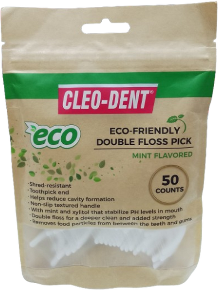 CLEO-DENT DOUBLE FLOSS PICK MINT *50