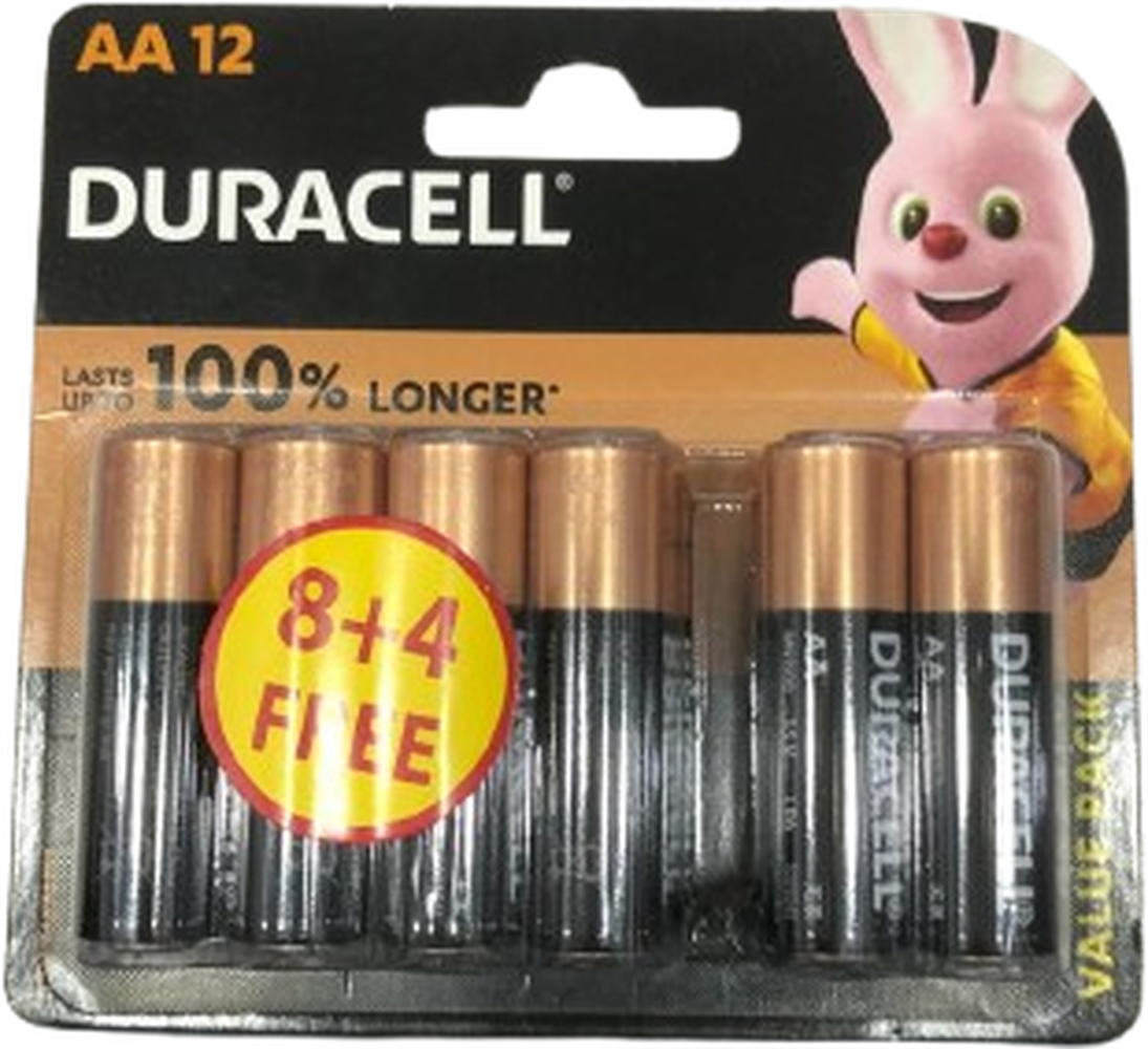DURACELL BATTERIES AA 8+4 FREE