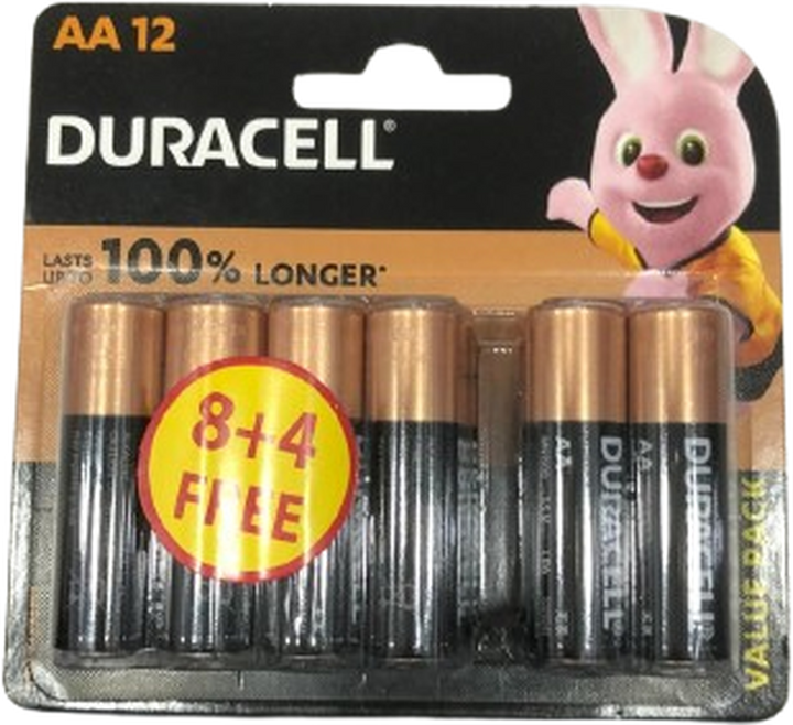 DURACELL BATTERIES AA 8+4 FREE