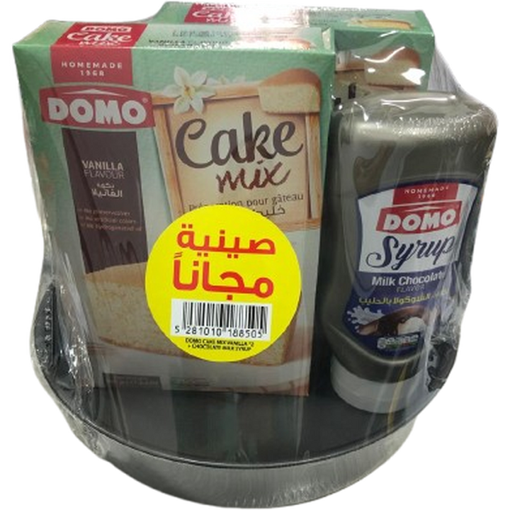 DOMO CAKE MIX VANILLA 500G*2 +MILK CHOCOLATE SYRUP