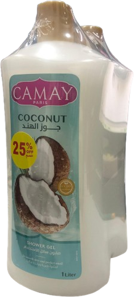CAMAY SHOWER GEL COCONUT 1L *2 @ 25% DISCOUNT
