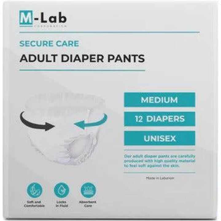 M-LAB ADULT DIAPER PANTS *12 UNISEX MEDIUM