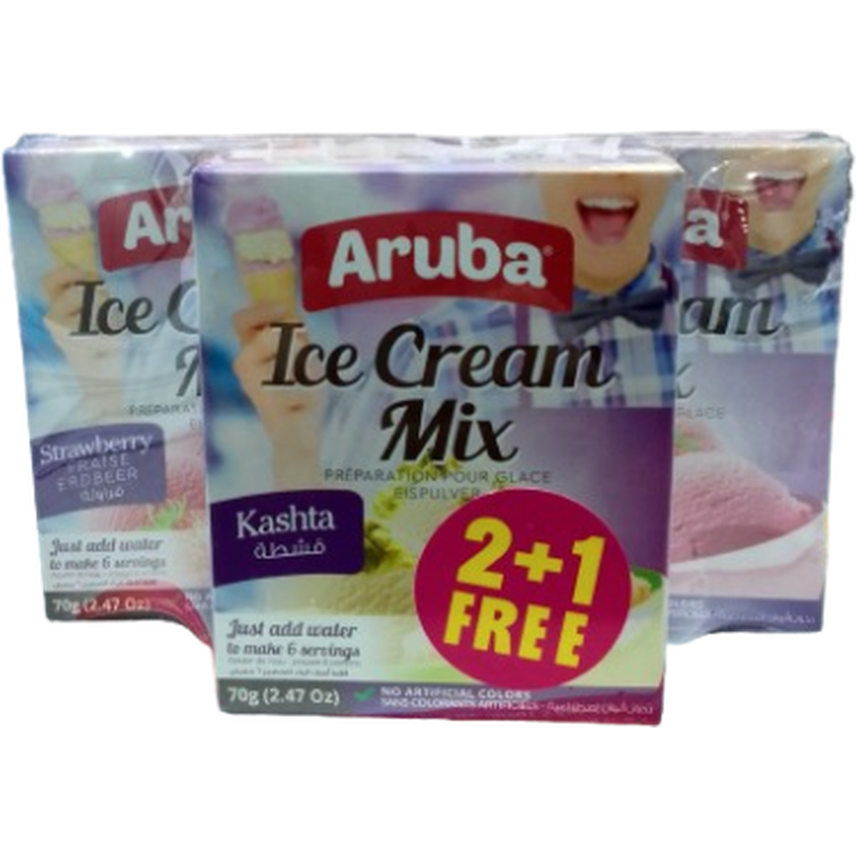 ARUBA ICE CREAM MIX 70G STRAWBERRY 2+1 FREE