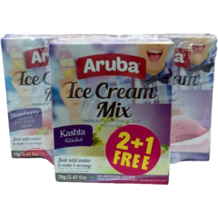 ARUBA ICE CREAM MIX 70G STRAWBERRY 2+1 FREE