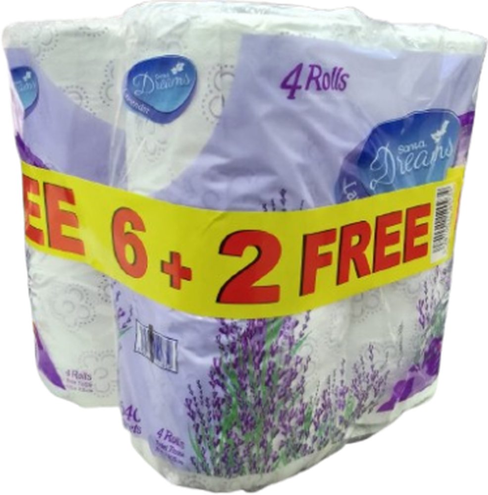DREAMS 4ROLLS TOILET TISSUE 6+2 FREE LAVENDER