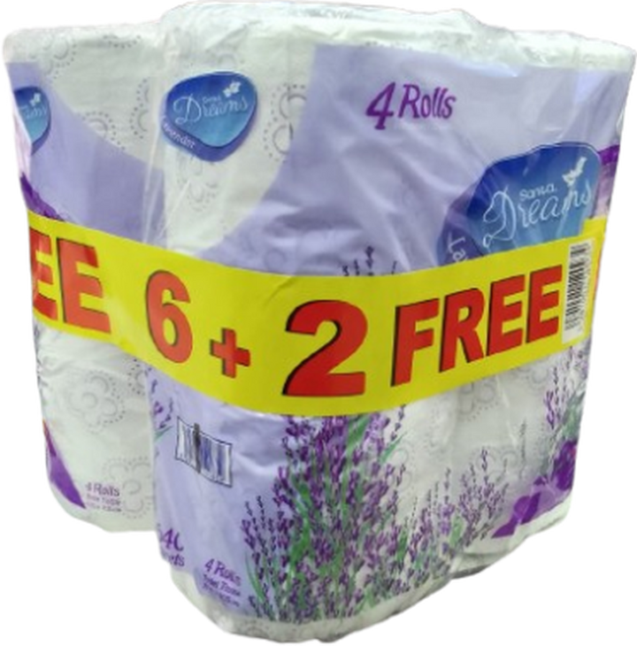DREAMS 4ROLLS TOILET TISSUE 6+2 FREE LAVENDER