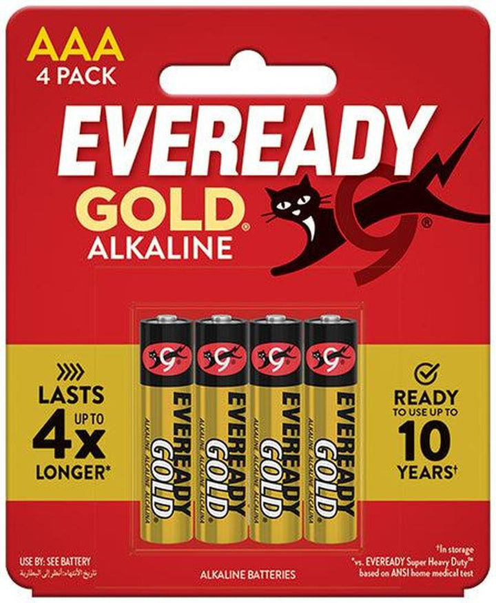EVEREADY GOLD ALKALINE AAA *4 UP TO 4X LONGER
