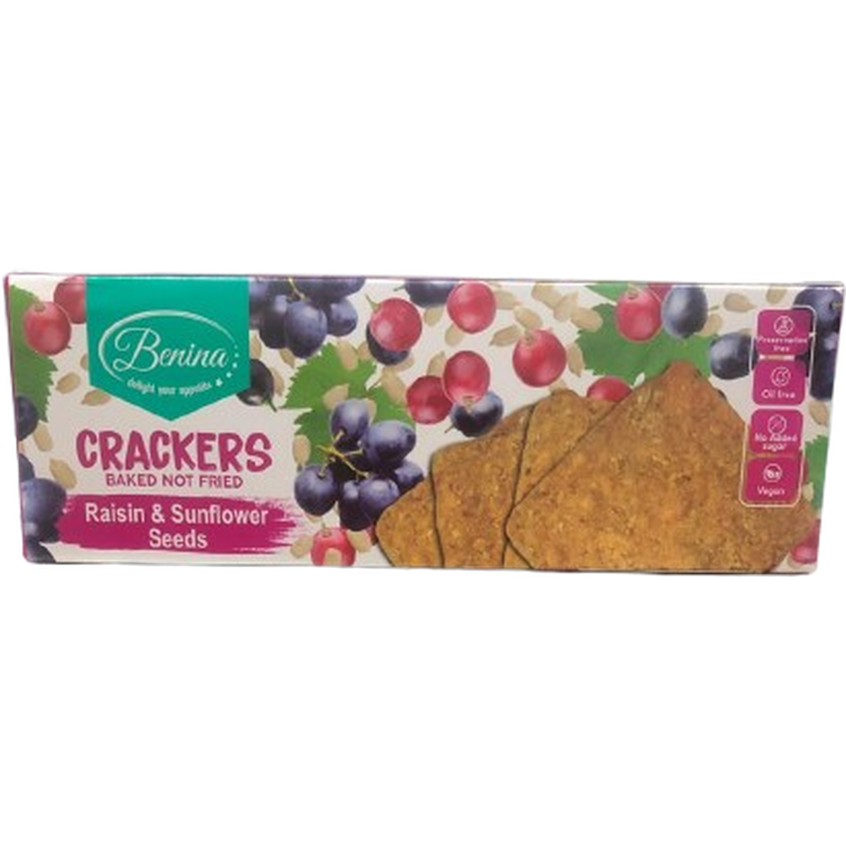 BENINA CRACKERS  RAISIN & SUNFLOWER SEEDS 90G