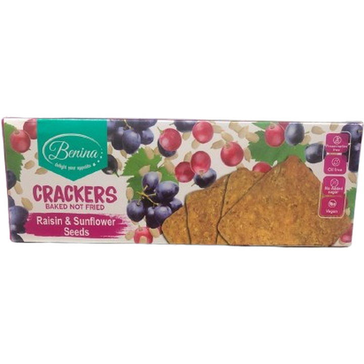 BENINA CRACKERS  RAISIN & SUNFLOWER SEEDS 90G