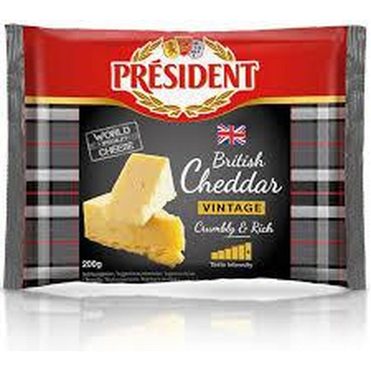 PRESIDENT CHEESE 200G CHEDDAR VINTAGE