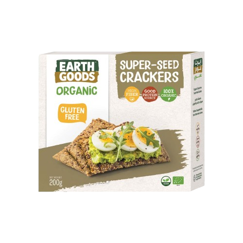 EARTH GOODS ORGANIC CRACKERS 200G SUPER SEED