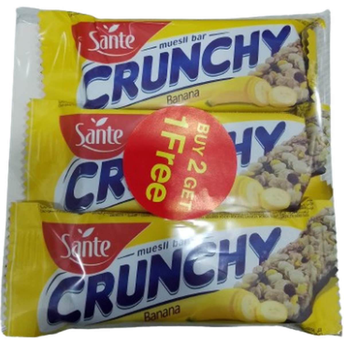 SANTE CRUNCHY MUESLI BAR 40G BANANA 2+1 FREE