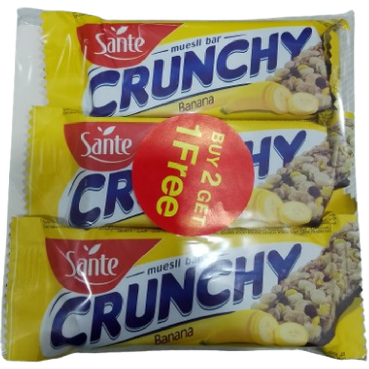 SANTE CRUNCHY MUESLI BAR 40G BANANA 2+1 FREE