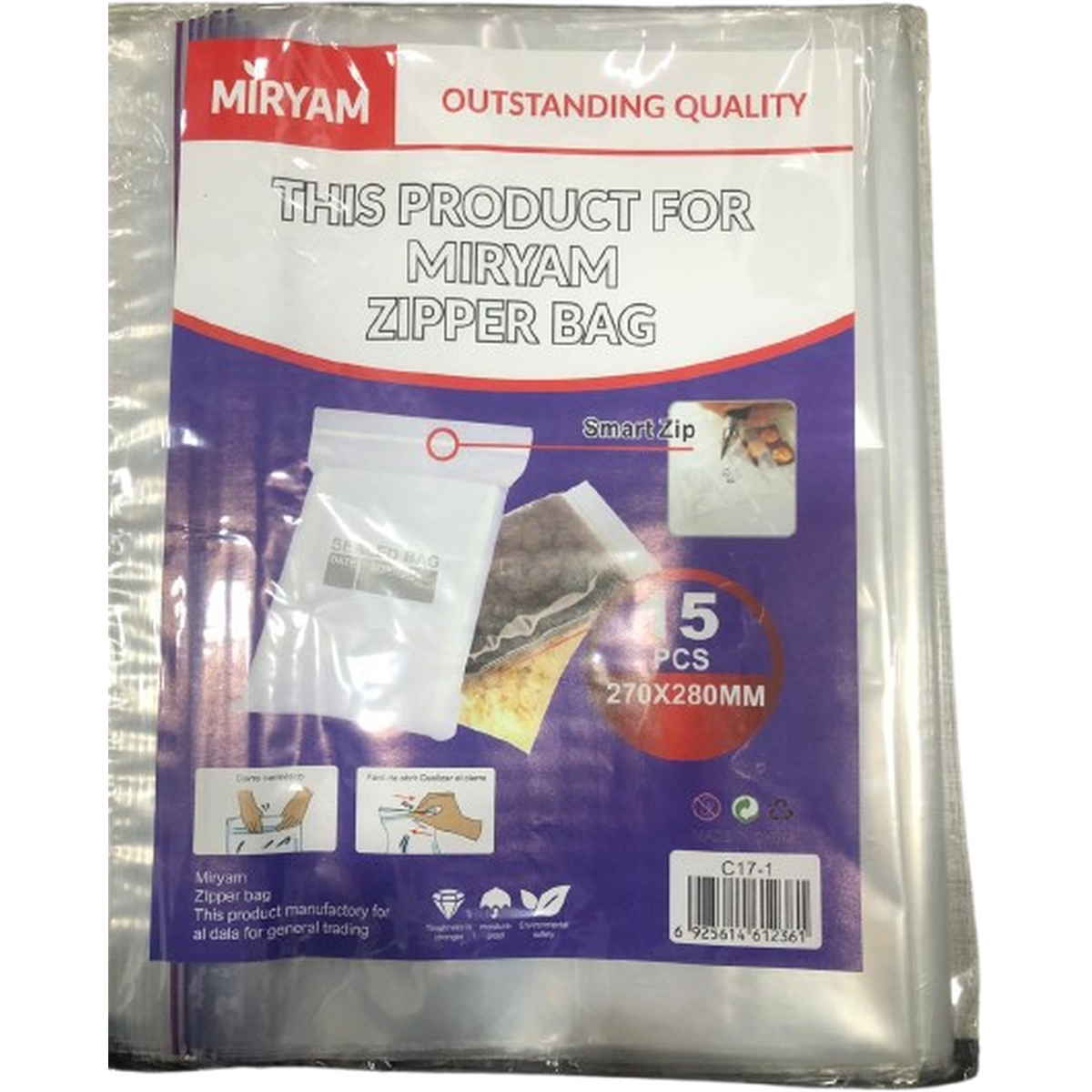 MIRYAM ZIPPER BAG 270*280MM * 15PCS