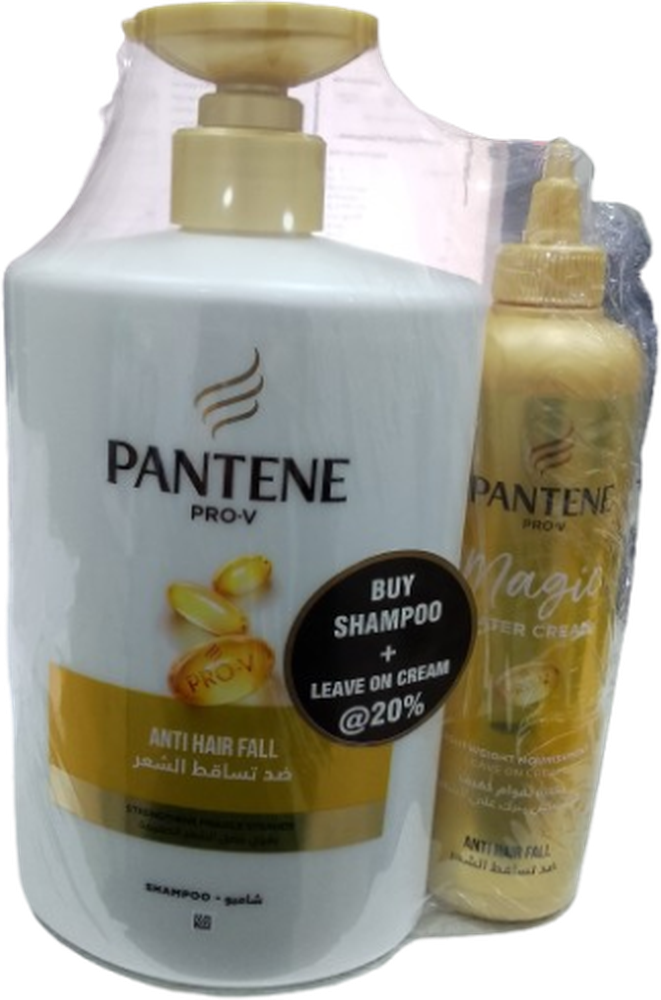 PANTENE SHAMPOO ANTI HAIR FALL 1L+LEAVE ON CREAM @ 20% OFF