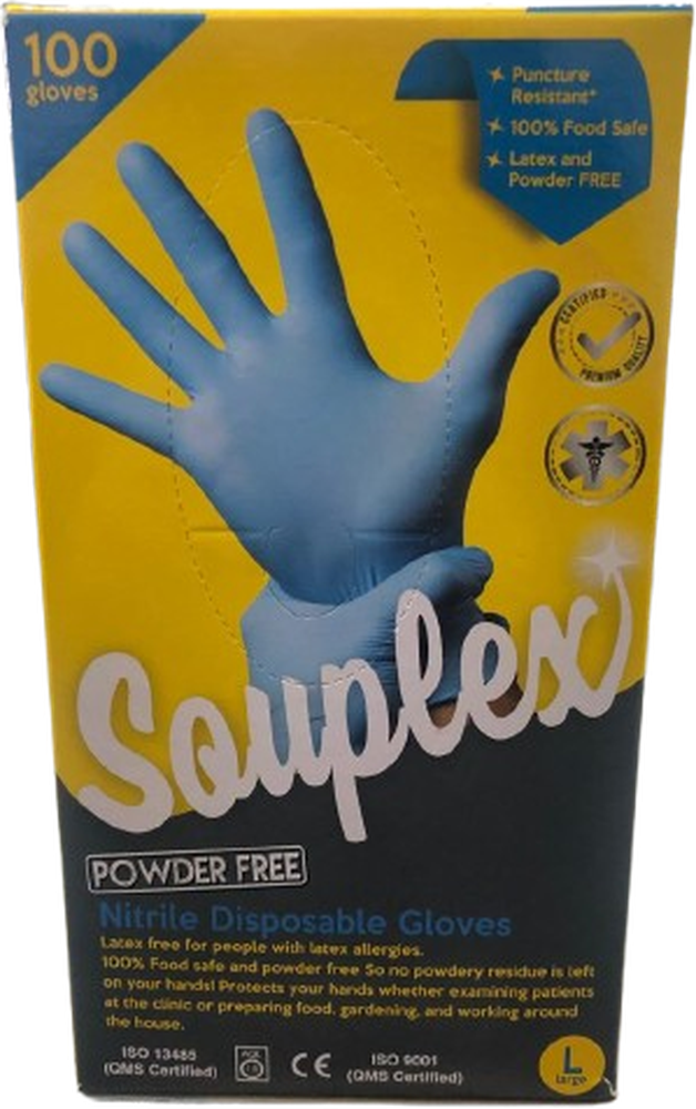 SOUPLEX DISPOSABLE GLOVES LARGE *100 POWDER FREE