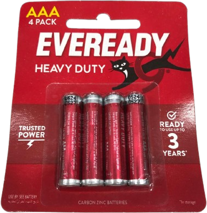 EVEREADY HEAVY DUTY AAA *4 TRUSTED POWER