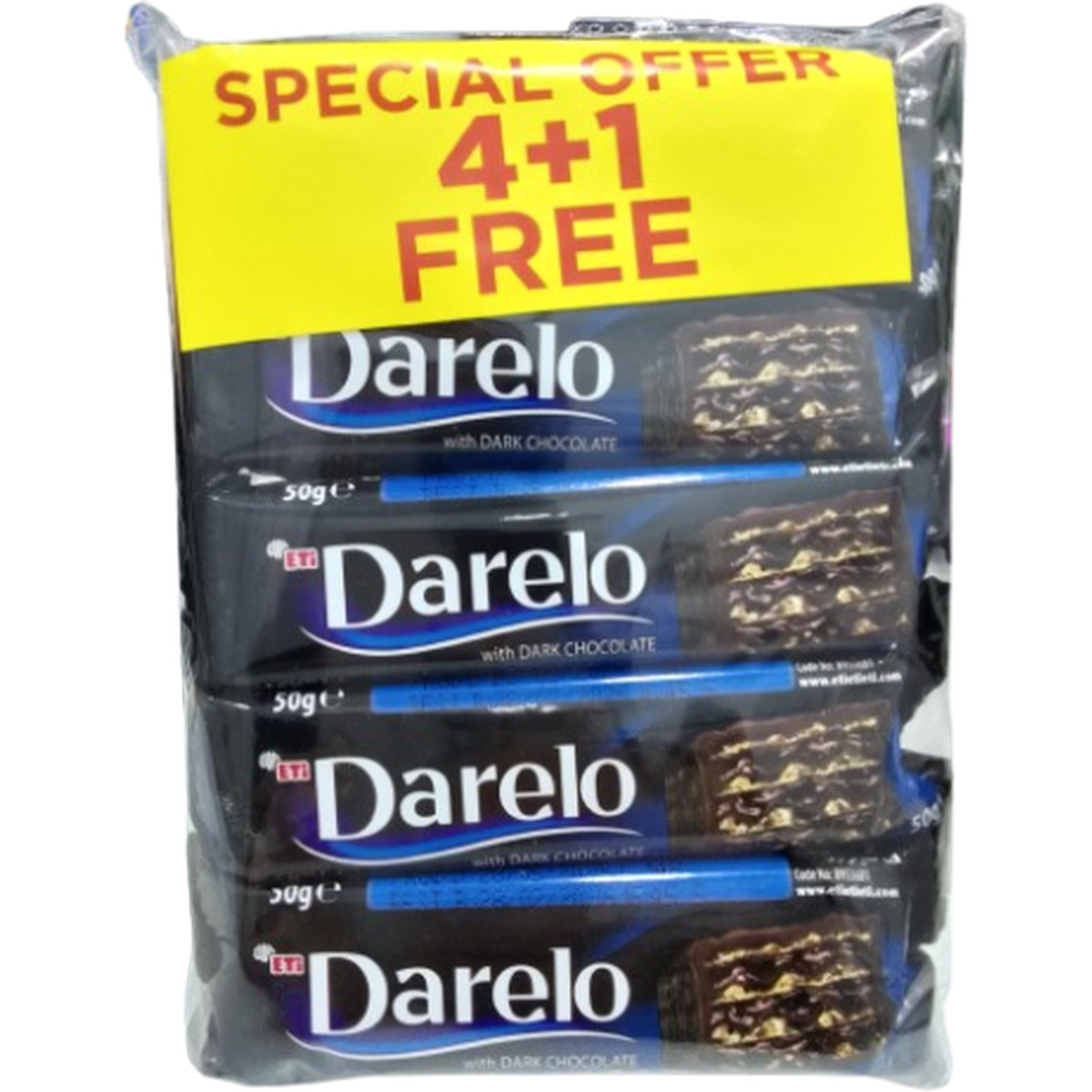 ETI DARELO CHOCO DARK 50G 4+1FREE